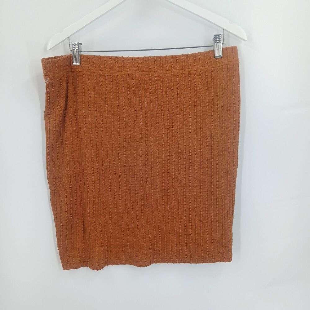 womens shein Curve Plus Size 2XL Rust Brown Ribbed Knit Mini Skirt